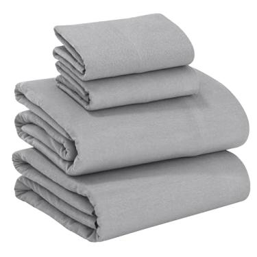 Imagem de RUVANTI Jogo de lençóis de flanela casal – Jogo de cama 100% algodão escovado duplo, bolsos profundos 40,6 cm, lençóis de casal respiráveis e extramacios, quentes e aconchegantes, 4 peças, cinza claro