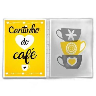 Imagem de Kit 2 Quadros Café Amarelo 24x18cm - Vidro e Moldura Branca - Quadros 