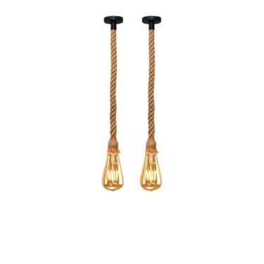 Imagem de Kit 2 Pendentes Vintage Corda 1M Retro Lâmpada Pera Âmbar