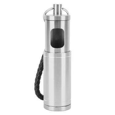 Imagem de Cinzeiro de bolso portátil, mini cinzeiro retrátil de liga de alumínio com cordão de chaveiro para viagem, acampamento, caminhada (prata)