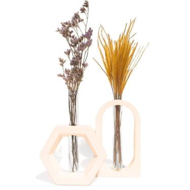 Imagem de Vaso Decorativo Janela E Hexa 2 Peças Conjunto Decoração Sala E Casa Palha