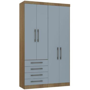 Imagem de Guarda Roupa Modulado 134,50cm 4 Portas E 4 Gavetas Paris Luciane Móveis Avelã Pf Com Grey Sky Pf