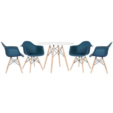 Imagem de Mesa Eames 100cm + 4 Cadeiras Eiffel Daw Azul Petróleo