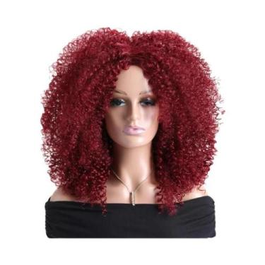 Imagem de Peruca Sintética Afro Kinky Cacheada De 16 Polegadas Com Franja, Macia