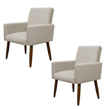 Imagem de Kit Poltrona Recepção Pés Madeira Nina Bege