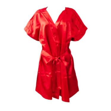 Imagem de Robe Hobby Cetim Seda Noiva Casamento Madrinha Manga Curta Tamanho Unico Vermelho