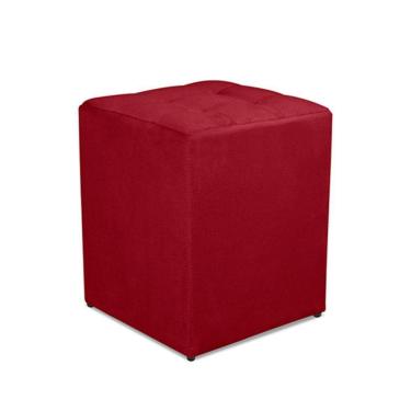 Imagem de Puff Quadrado Decorativo Suede Vermelho