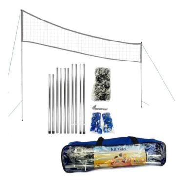 Imagem de Kit Volei Completo Rede Postes Praia Areia Grama em Alumínio - Pangué