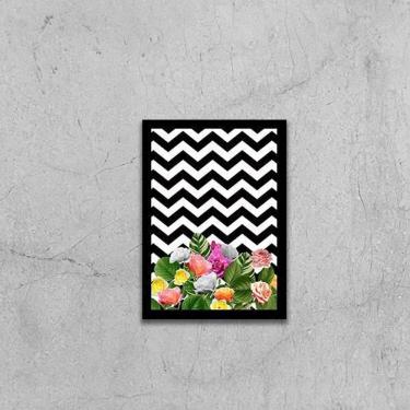 Imagem de Quadro Flores Chevron 33X24Cm - Com Vidro Moldura Preta