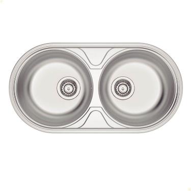 Imagem de Cuba de Embutir Sobrepor Tramontina Luna Duo 2C 36 BS em Aço Inox Acetinado 84x44 cm 94035102