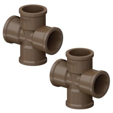 Imagem de Kit 2 Cruzeta Soldável Pvc Marrom 3/4'' 25Mm Tigre