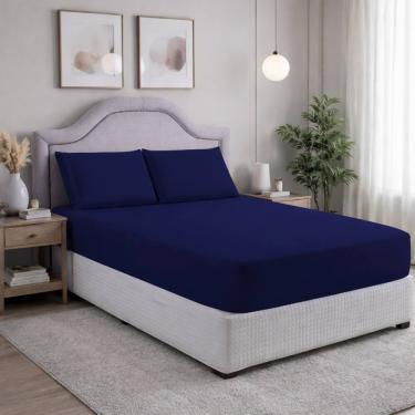 Imagem de Jogo de Lençol Casal 3 Peças Micropercal 400 Fios Conforto Luxo