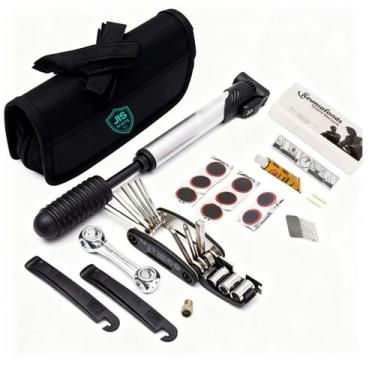 Imagem de Kit Ferramentas Bike Reparo Remendo Pneu Bomba De Ar Bolsa De Quadro B