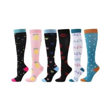 Imagem de Meias De Compressão Florais Com Estampa De Animais E Frutas, 6 Pares P