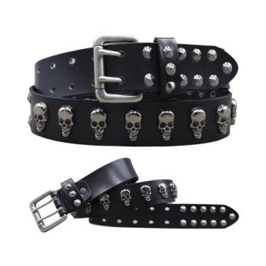 Imagem de Cinto Masculino De Couro Genuíno Estilo Cowboy Com Rebites Metálicos P