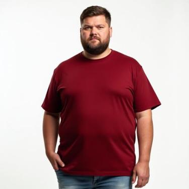 Imagem de Camisa Camiseta Plus Size Masculina Lisa 100% Algodão Gola Redonda Con