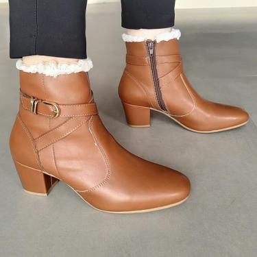 Imagem de Bota Feminina Forrada Valizas Cano Médio com Lã - Firezzi, Marrom, 38