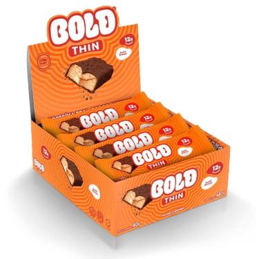 Imagem de Barra de Proteina Thin - 12 Unidades 40g Avelã Branco - Bold-Unissex