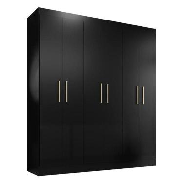 Imagem de Guarda Roupa Casal Ipê 6 Portas Preto Fosco - Kits Paraná