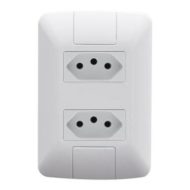 Imagem de Tomada Aria 10A Dupla 4x2 com Placa Branco Tramontina, Branco