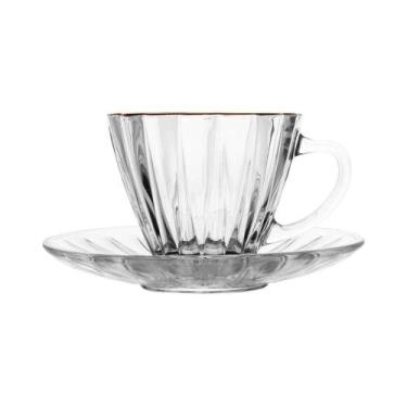 Imagem de Conjunto 2 Xícaras para Chá com Fio de Ouro e Pires Radial - Lyor