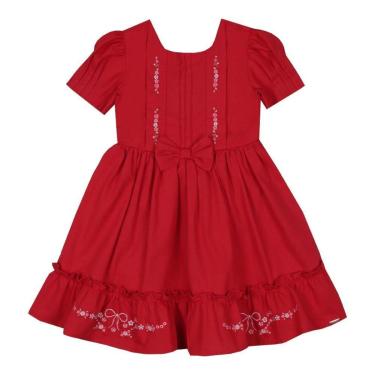 Imagem de Vestido Luxo Infantil Menina Tricoline Bordado Paraiso 15597-Feminino
