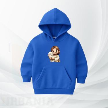 Imagem de Moletom Infantil Canguru com Ovelhinha Blusa moleton com Capuz Flanelada Confortável-Unissex