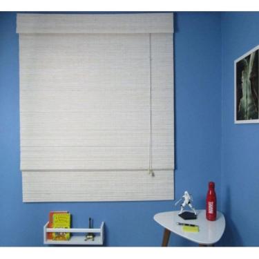 Imagem de Persiana Bambu Romana Block Branca 120 (L) X 220 (A) cm Cortina Madeira C/ Bandô 1,20 x 2,20