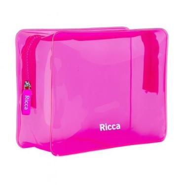Imagem de Necessaire Rosa Neon Transparente Média Ricca 17x22x8cm