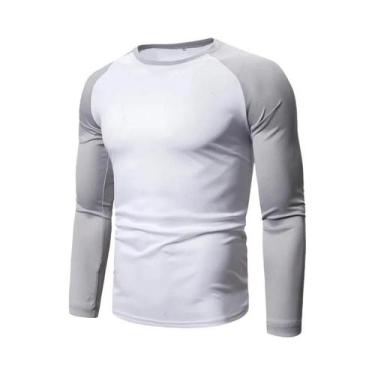 Imagem de Camiseta Masculina De Manga Longa Com Bloco De Cores, Gola Redonda, Pa