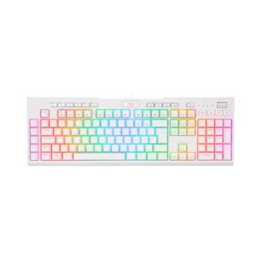 Imagem de Teclado Mecânico Gamer Redragon Brahma Pro Switch Azul RGB USB Branco