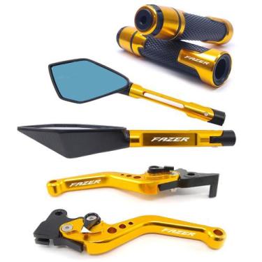 Imagem de Kit Manete Manopla Retrovisor Fazer 150 Ubs Gravado a laser - NoBrand,