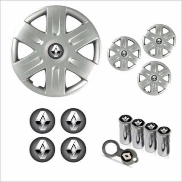 Imagem de Jogo Calota Aro 15 Sandero Logan Scénic 2008 à 2011 + Emblema Resinado