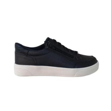 Imagem de Tênis Casual Preto em Couro Calce Fácil Zíper Marina Mello-Feminino
