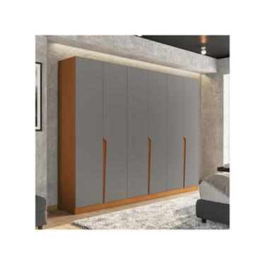 Imagem de Guarda Roupa Casal 6 Portas e 4 Gavetas Porto Freijo/Cinza - Politorno