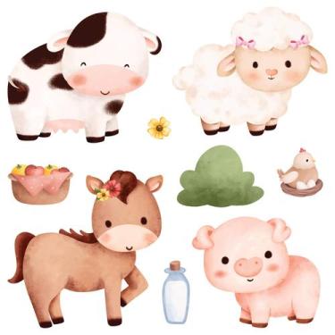 Imagem de Adesivo de Parede Infantil Fazendinha Quarto de Menina - QDrop