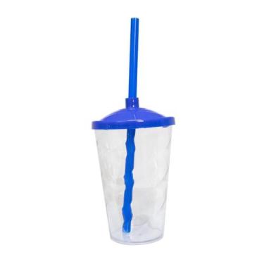 Imagem de 5 Copos Twister Com Tampa e Canudo Cristal Colorido 400ml - M&Ca Plást
