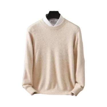 Imagem de Suéter Masculino De Tamanho Grande 100% Cashmere De Vison Puro, Gola R