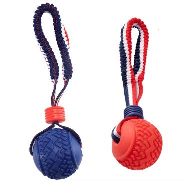 Imagem de Brinquedo Pet Cabo de Guerra com Bolinha Fluffie CB3910 para Cães Plástico TPR e Nylon 30cm 01 Unidade
