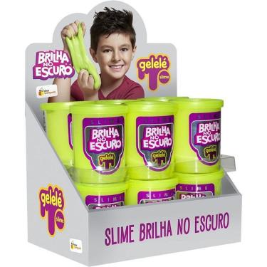 Imagem de Slime Gelele Brilha no Escuro Fosforescente 110g Pacote com 12 Unidades Verde Doce Brinquedo