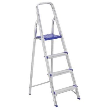 Imagem de Escada Doméstica Prima Em Alumínio 4 Degraus Até 120Kg E1204 Sba