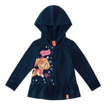 Imagem de Jaqueta Moletom Flanelado Bebê Menina Patrulha Canina Azul Marinho  - 