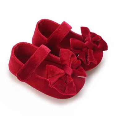 Imagem de Sapatos De Bebê Princesa Com Laço Vermelho, Confortáveis Para Primaver