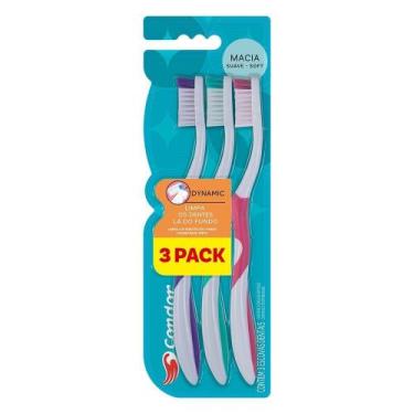 Imagem de Escova Dental Condor Dynamic Macia Embalagem com 3 Unidades