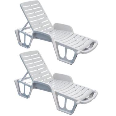 Imagem de Conjunto com 2 Espreguiçadeiras com Encosto Reclinável Branco - Espres