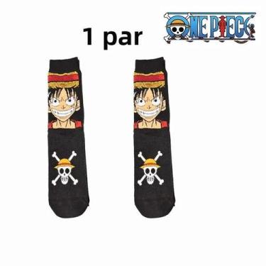 Imagem de Meias De Anime Luffy One Piece De Cano Médio Com Estampa De Desenho An