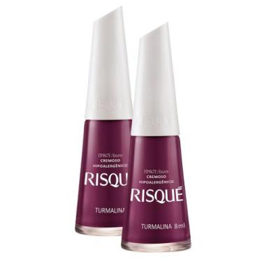 Imagem de Kit 2 Esmalte Risqué Cor Turmalina Hipoalergênico com 8ml