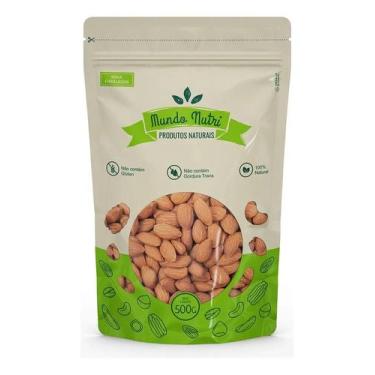 Imagem de 500g Amêndoa Crua Premium Importada Sem Casca Mundo Nutri