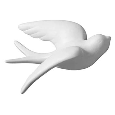 Imagem de LOVIVER Pardal de andorinhas de pendurar em cerâmica, decoração de parede de pássaros 3D, retrô nórdico para banheiro, sala de estar, escritório, jardim, café, presente - P para a direita