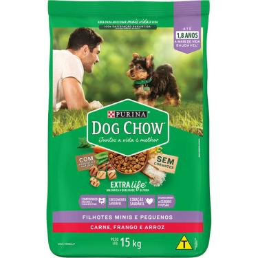 Imagem de Ração Seca Nestlé Purina Dog Chow Extra Life Carne, Frango e Arroz Cães Filhotes Raças Minis e Pequenas - 15 Kg
